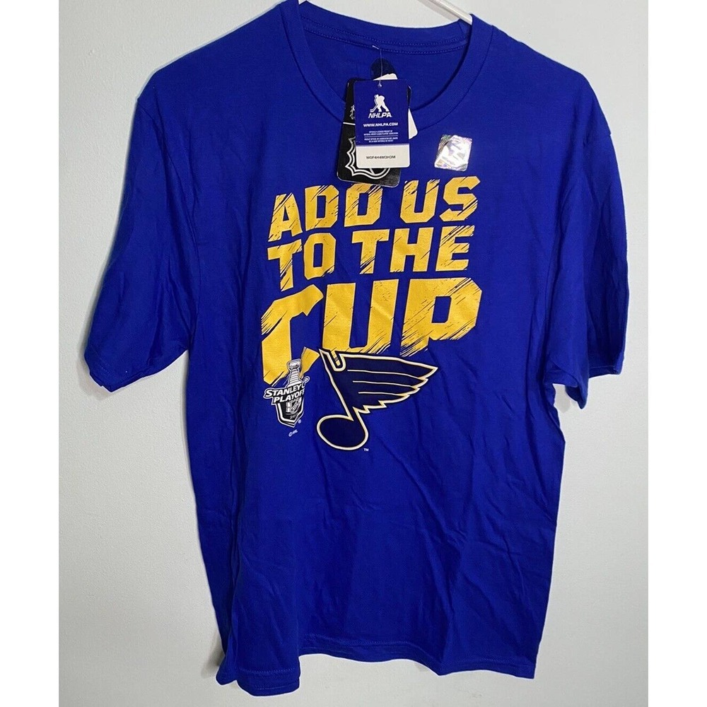 NHL St Louis Blues Add Us To The Cup 2019 Adult Medium M‎ Blue Graphic T-shirt